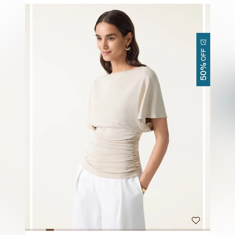 OGL Effortless Boatneck Batwing Sleeve Side Ruched Top LARGE